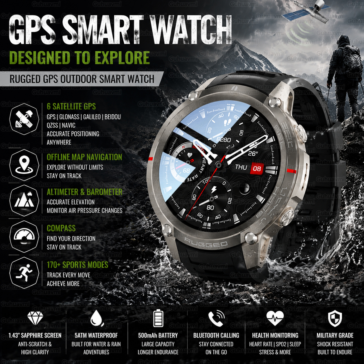 Outdoor Tactical GPS Smart Wat – обзор и цена Outdoor Adventure Hours