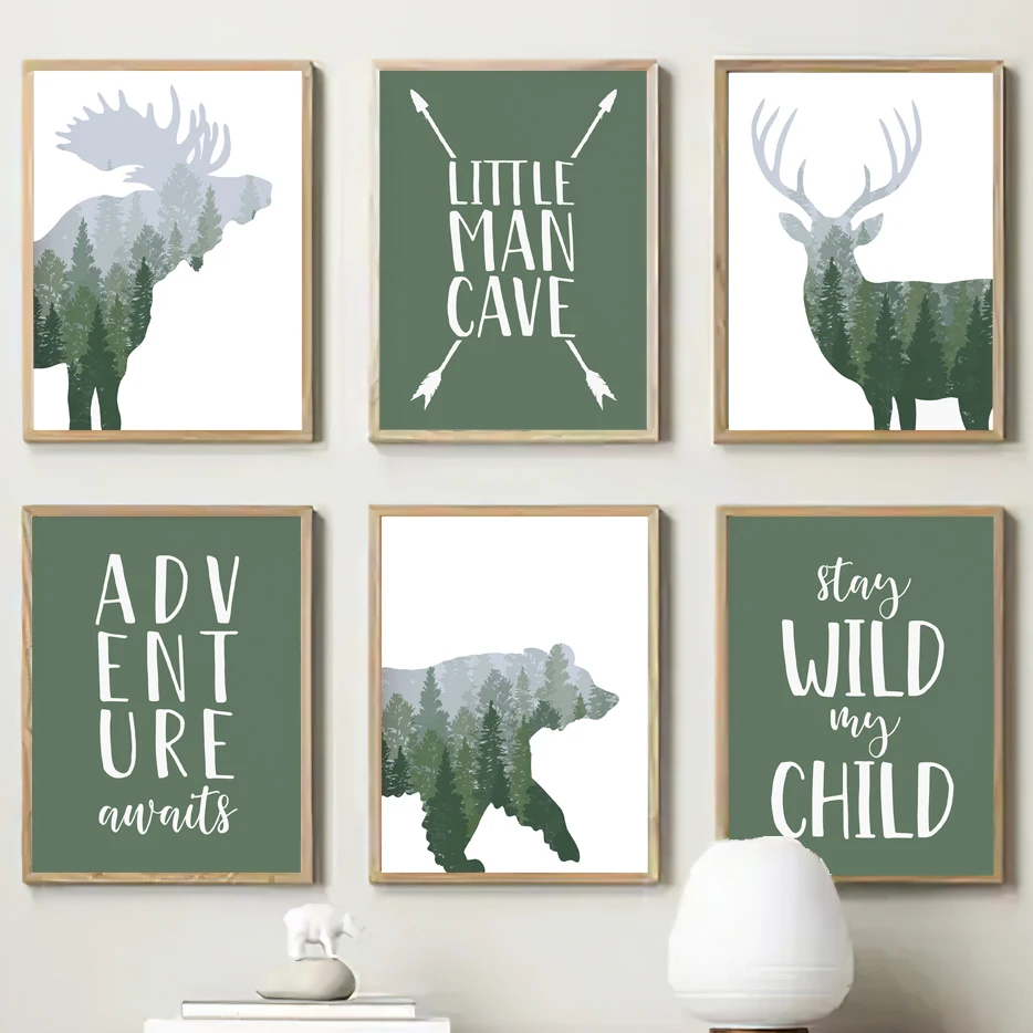 Green Woodland Deer Bear Moose – обзор и цена Outdoor Adventure Quotes