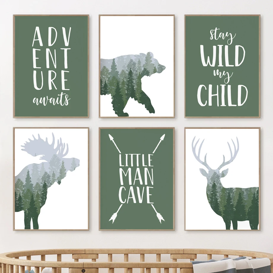 Green Woodland Deer Bear Moose – обзор и цена Outdoor Adventure Quotes